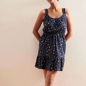 Banana Republic Factory Blue Floral Ruffle Spaghetti Strap Dress